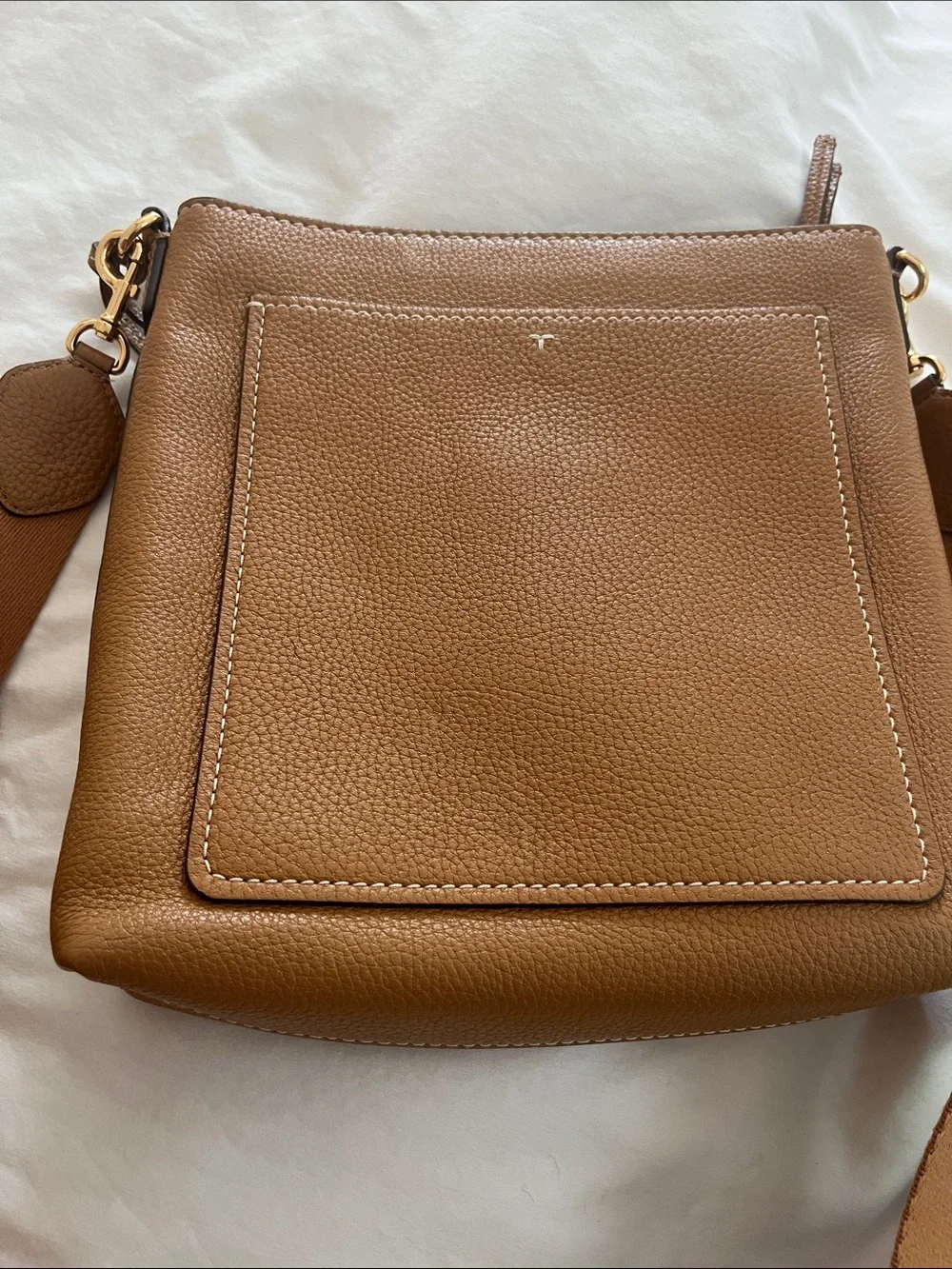 Tory Burch Classic Leather Crossbody Bag - Tan
